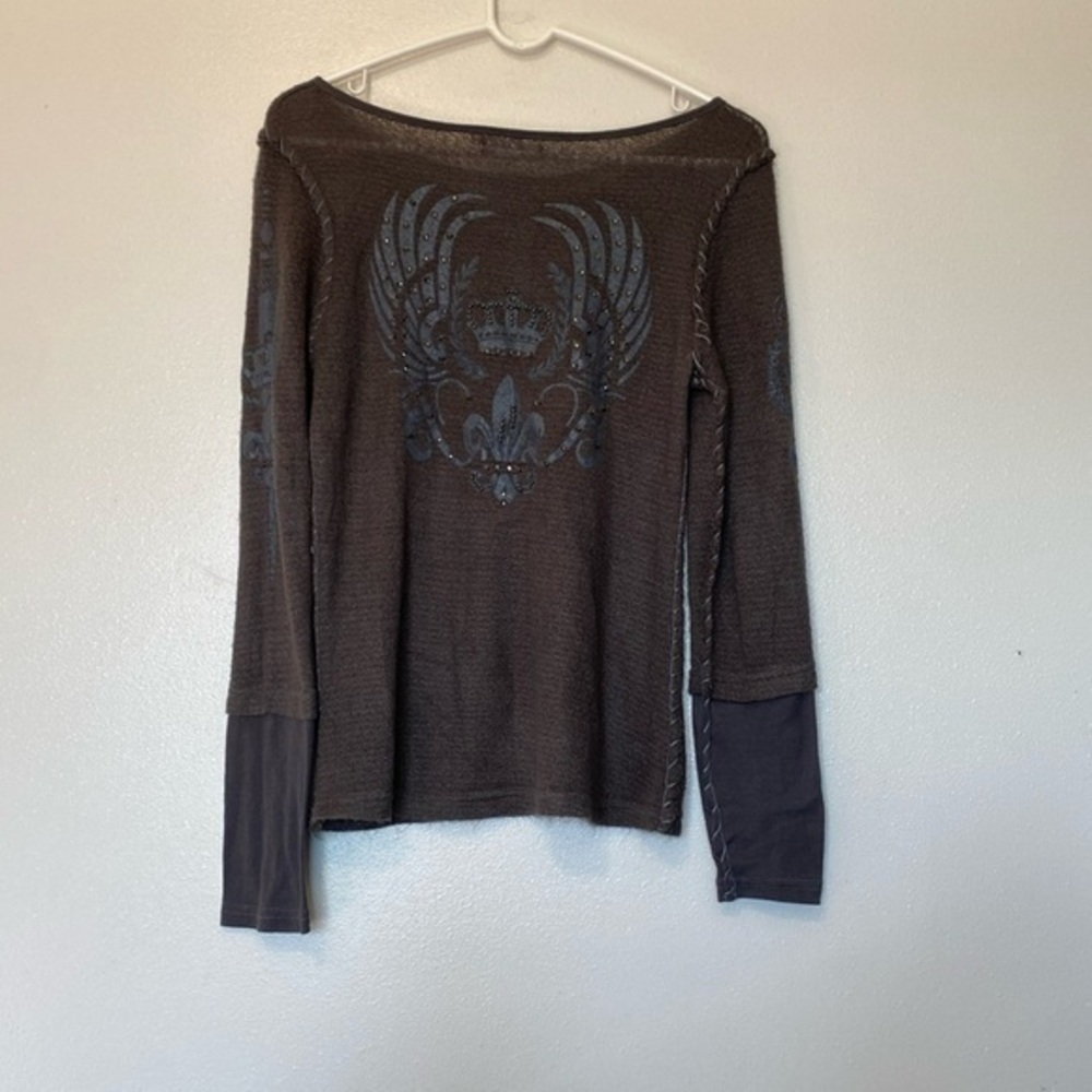 Mur Mur stunning mid button down royal sword sleeves and back studded sweater m